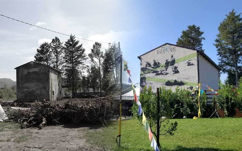 Il River Camp prima della bonifica e dopo la trasformazione